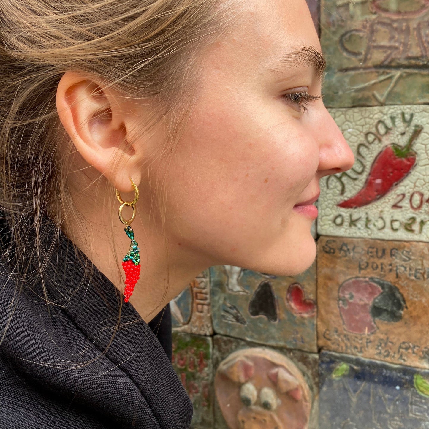 Red Hot Chili Earring & Charm